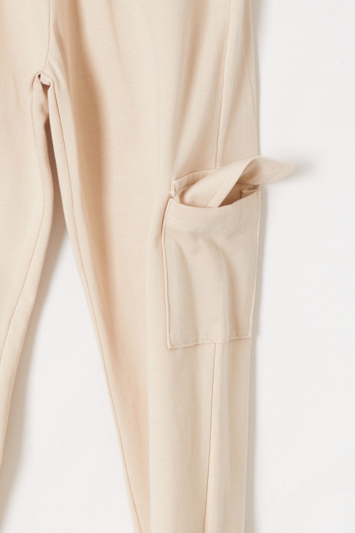 Bej Yazı Baskılı Kapüşonlu Hırkalı Erkek Çocuk Eşofman Takımı 18560