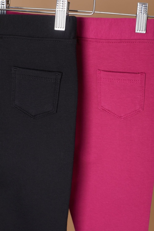 Beli Lastikli Kız Çocuk Cepli 2li Basic Tayt Siyah-Fuşya 19496