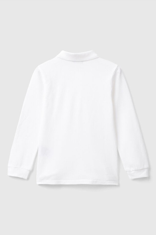 Beyaz Uzun Kol Polo Yaka Erkek Çocuk 2li Okul Tişört 19450