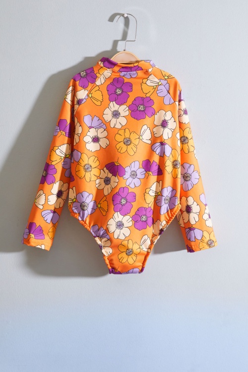 Çiçek Desenli Fermuarlı Uzun Kol Kız Çocuk Mayo 19002