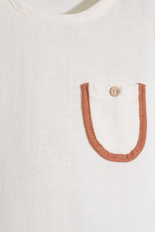 Ekru Cep Detaylı Çıtçıt Yakalı Erkek Bebek Şortlu Takım 18733