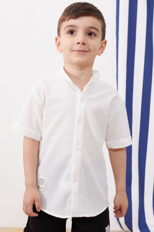 Ekru Hakim Yaka Gömlekli Erkek Çocuk Basic Şortlu Takım 19042