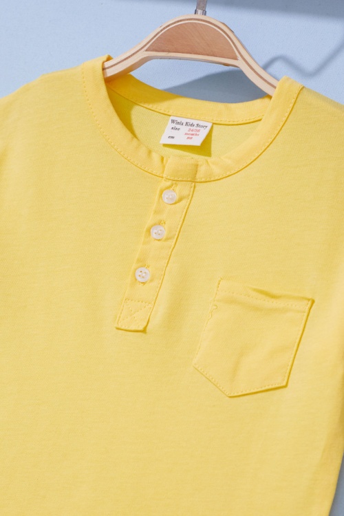 Erkek Bebek Düğmeli Yakalı 2li Kısa Kol Tişört Gri-Sarı 19093