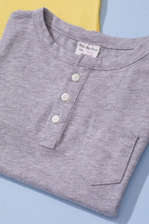Erkek Bebek Düğmeli Yakalı 2li Kısa Kol Tişört Gri-Sarı 19093