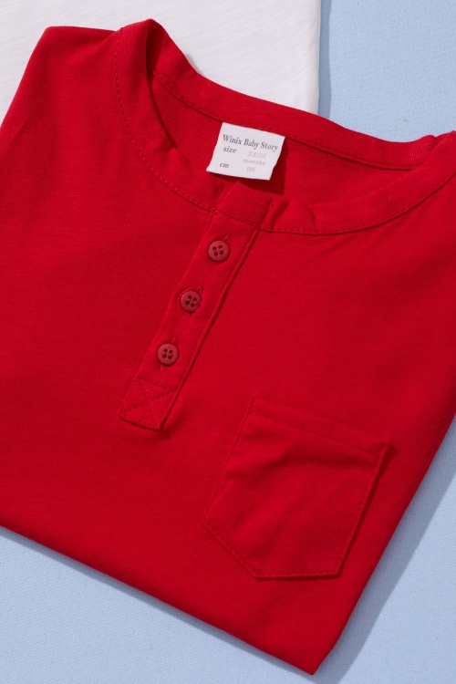 Erkek Bebek Düğmeli Yakalı 2li Kısa Kol Tişört Kırmızı-Beyaz 19090
