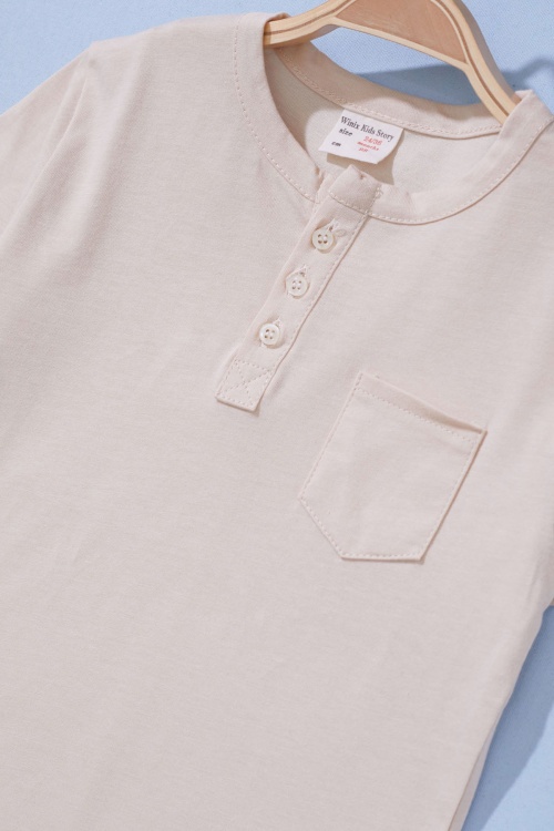 Erkek Bebek Düğmeli Yakalı 2li Kısa Kol Tişört Somon-Krem 19092