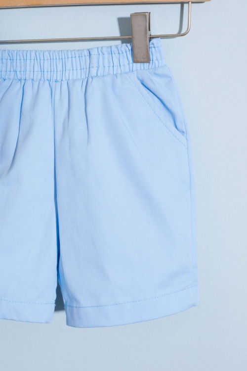 Erkek Bebek Mavi Çizgili Emoji Baskılı Şortlu Takım 18601