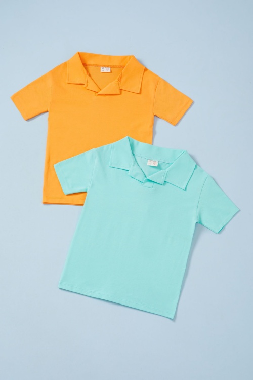 Erkek Bebek Polo Yaka 2li Kısa Kol Tişört