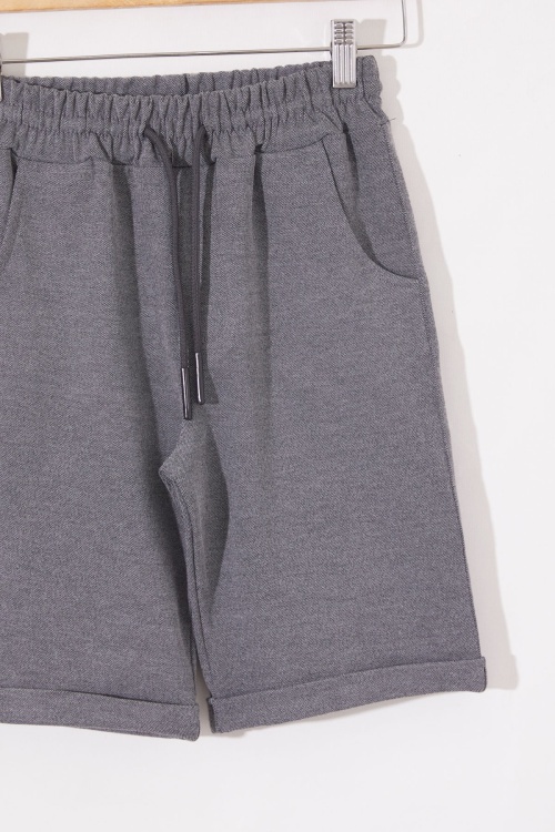 Füme Erkek Çocuk Beli Lastikli Basic Şort 18805