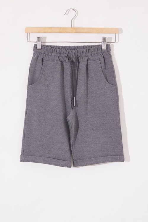 Füme Erkek Çocuk Beli Lastikli Basic Şort 18805