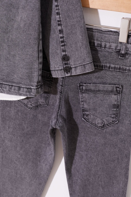 Füme Jean Ceketli Gömlekli Erkek Çocuk Takım Elbise 18974