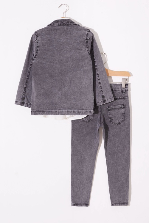 Füme Jean Ceketli Gömlekli Erkek Çocuk Takım Elbise 18974