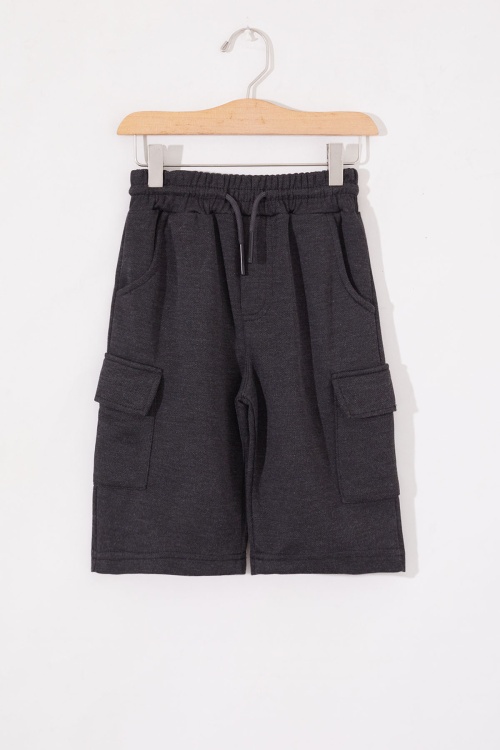 Füme Kargo Cepli Erkek Çocuk Beli Lastikli Şort 19018