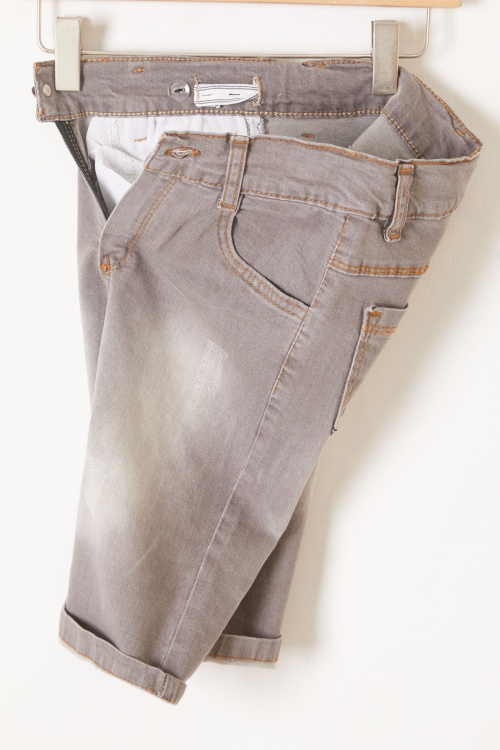 Füme Kısa Kol Gömlekli Şortlu Erkek Çocuk Jean Takım 19214