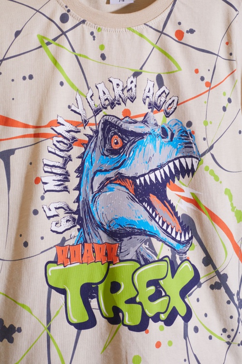 Füme T-rex Baskılı Yazılı Erkek Çocuk Şortlu Takım 18710