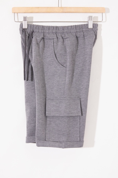 Füme Tek Kargo Cepli Erkek Çocuk Düz Şort 18809