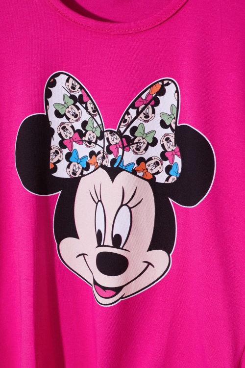 Fuşya Puantiyeli Fare Baskılı Kız Çocuk Şortlu Takım 19112