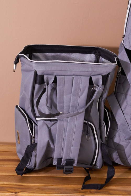 Gri Bebek Taşıma Çantası ve Termal Bakım Seti Çantası 2li Set 19209