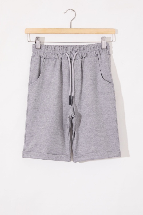 Gri Erkek Çocuk Beli Lastikli Basic Şort 18803
