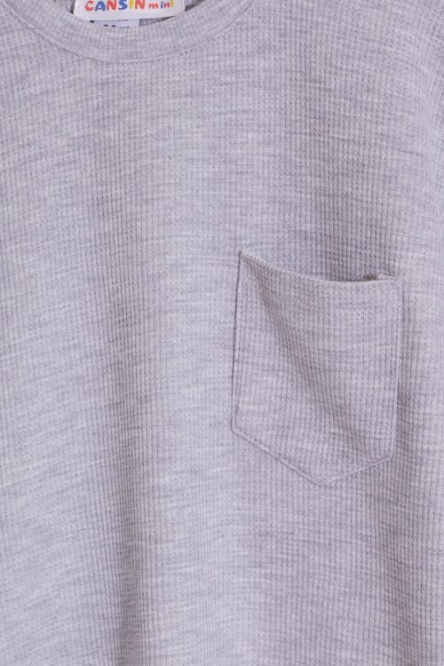 Gri Erkek Çocuk Waffle Şortlu Takım 19095