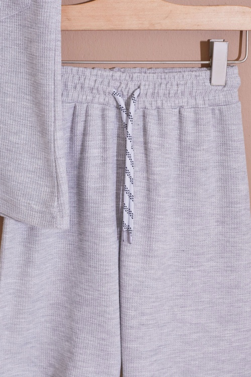 Gri Erkek Çocuk Waffle Şortlu Takım 19095