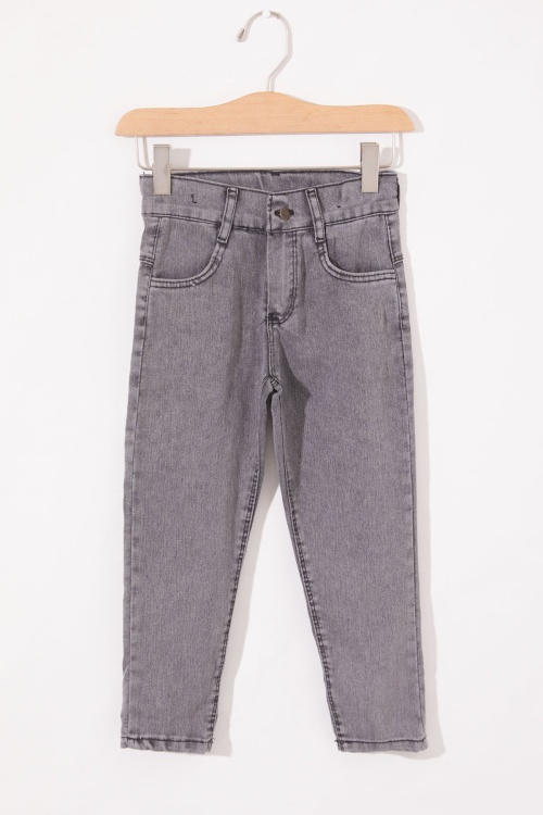 Gri Kaplan Baskılı Fermuarlı Jean Gömlekli Erkek Çocuk Takım 18980