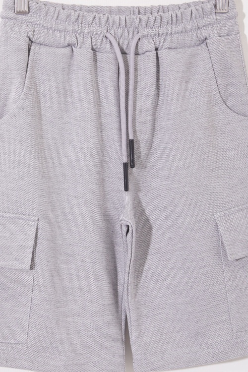 Gri Kargo Cepli Erkek Çocuk Beli Lastikli Şort 18800