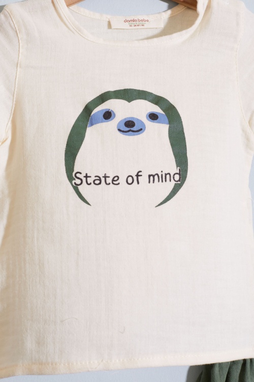 Haki Hayvan Baskılı Şortlu Erkek Bebek Müslin Takım 18823