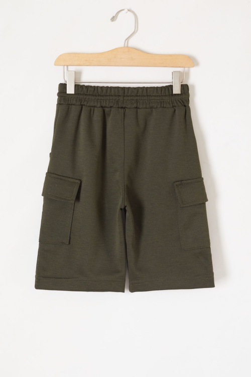 Haki Kargo Cepli Erkek Çocuk Beli Lastikli Şort 20878