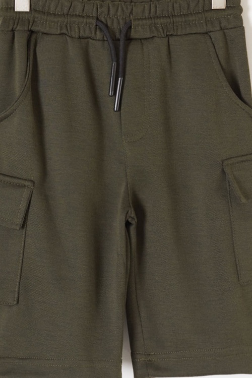 Haki Kargo Cepli Erkek Çocuk Beli Lastikli Şort 20878