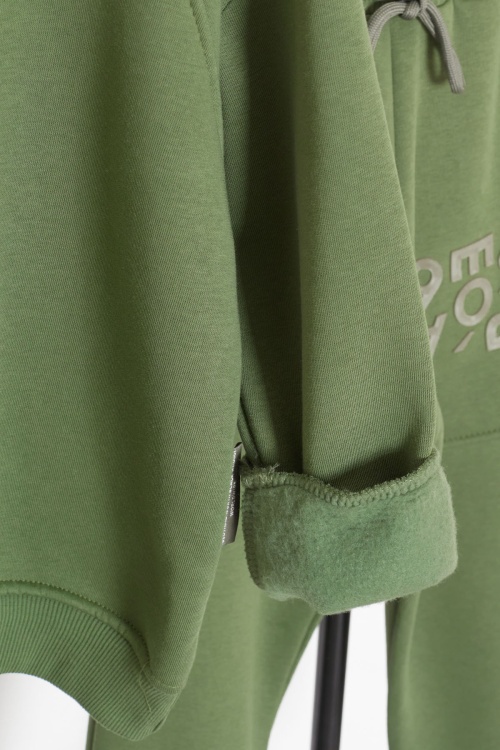 Haki Yazı Baskılı Bisiklet Yaka Erkek Çocuk Şardonlu Eşofman Takımı 19348