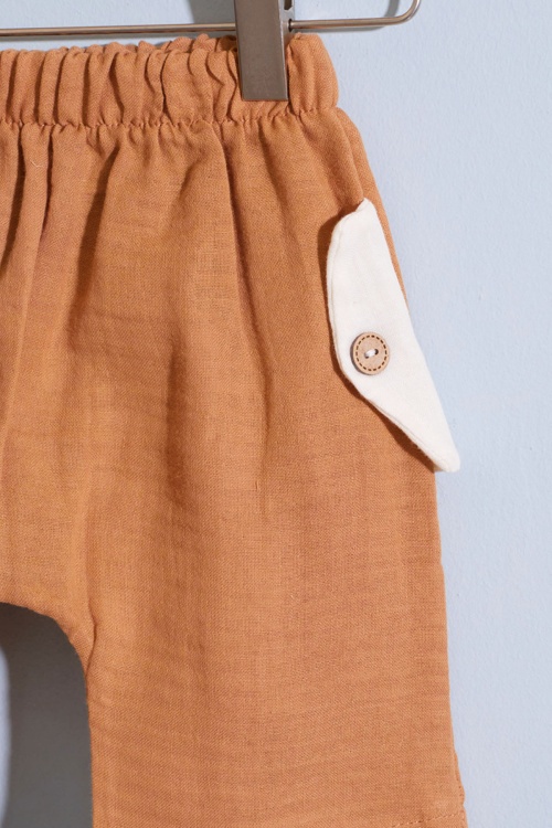 Kahve Hayvan Baskılı Şortlu Erkek Bebek Müslin Takım 18821