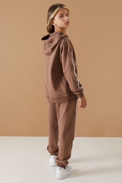 Kahve Original Yazılı Hırkalı Kız Çocuk Eşofman Takımı 19487