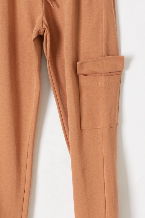 Kahve Yazı Baskılı Kapüşonlu Hırkalı Erkek Çocuk Eşofman Takımı 18561