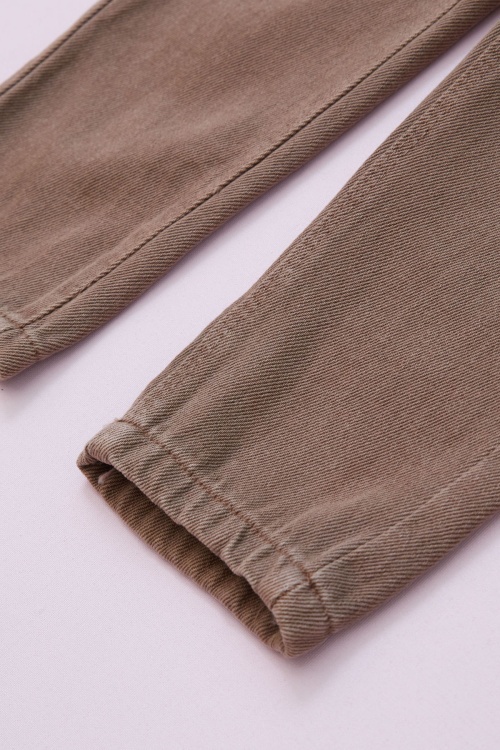 Kahverengi Ayıcıklı Göğüs Cepli Kız Çocuk Salopet Tulum 18753