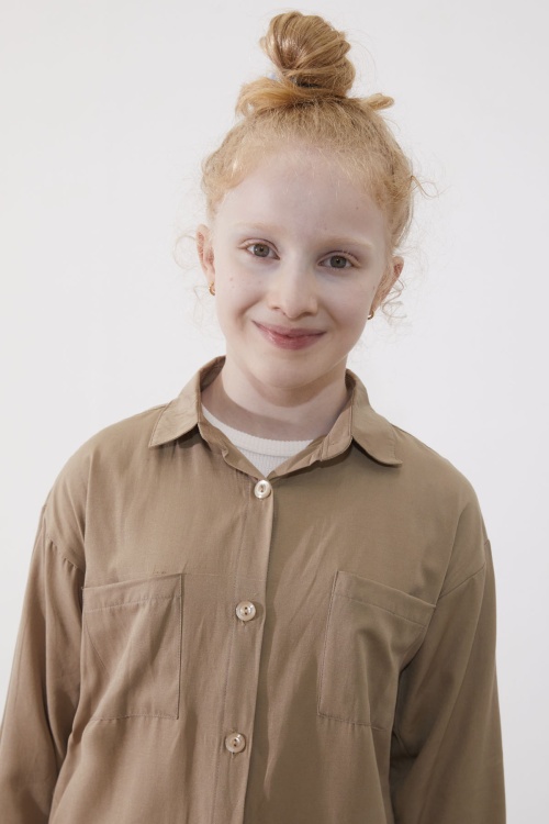 Kahverengi Kız Çocuk Düğmeli Klasik Gömlek 18986