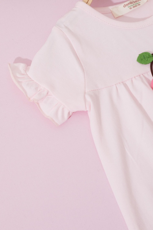 Kız Bebek Pembe Kirazlı Alt Üst Yazlık Takım 18717