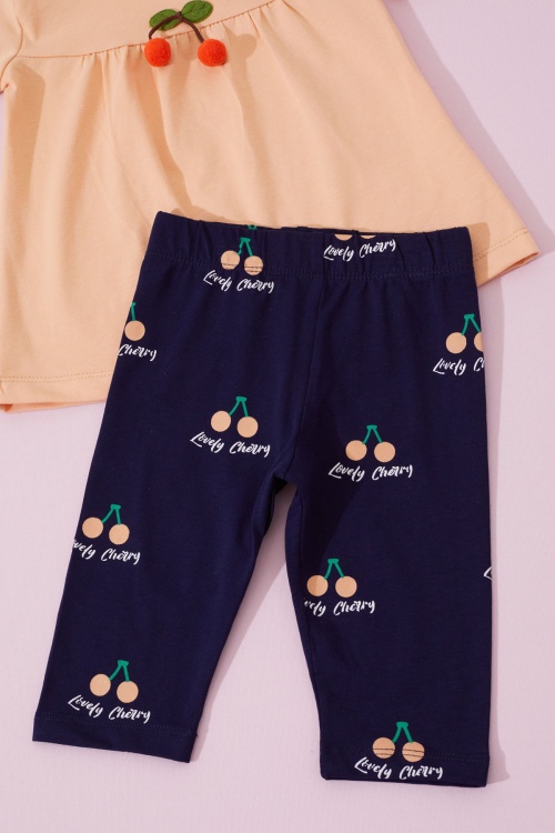 Kız Bebek Turuncu Kirazlı Alt Üst Yazlık Takım 18718