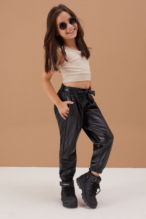 Kız Çocuk Suni Deri Pantolon 4-12 Yaş 13792