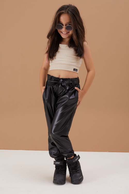 Kız Çocuk Suni Deri Pantolon 4-12 Yaş 13792