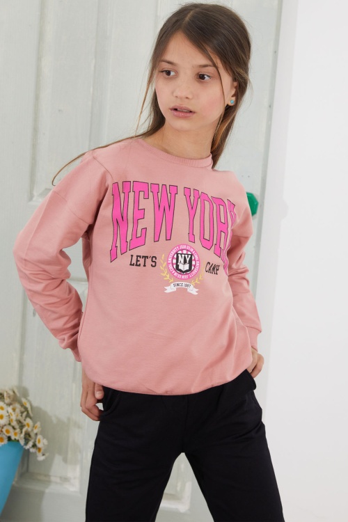 Koyu Pembe NewYork Yazılı Kız Çocuk Alt Üst Takım 18582