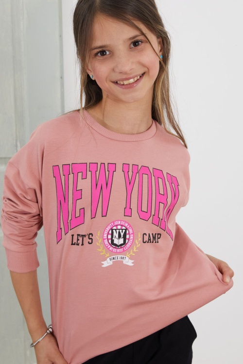 Koyu Pembe NewYork Yazılı Kız Çocuk Alt Üst Takım 18582