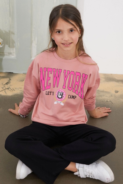 Koyu Pembe NewYork Yazılı Kız Çocuk Alt Üst Takım 18582