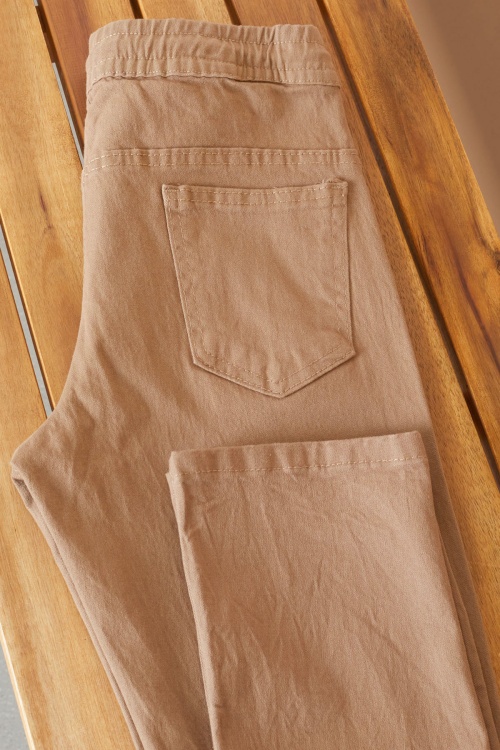 Krem Beli Lastikli Basic Çocuk Okul Pantolon 19168