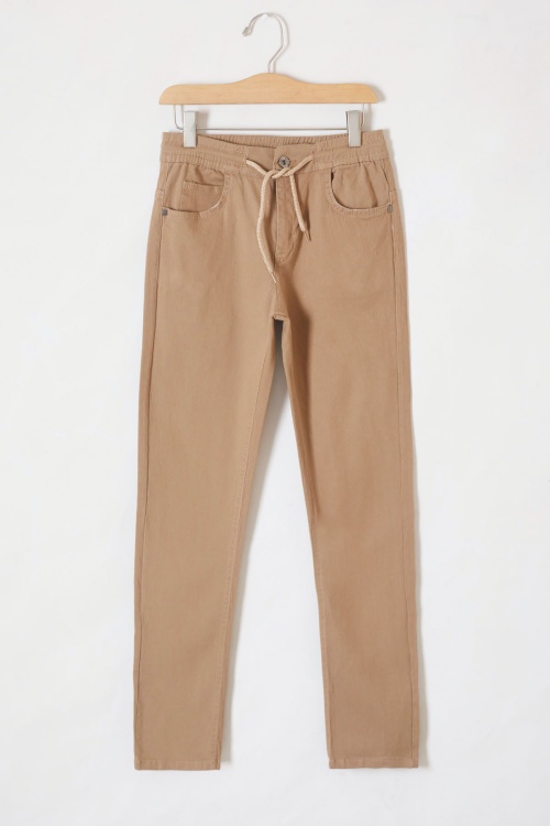 Krem Beli Lastikli Basic Kız Çocuk Okul Pantolon 19200