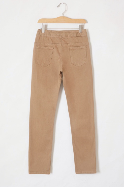 Krem Beli Lastikli Basic Kız Çocuk Okul Pantolon 19200