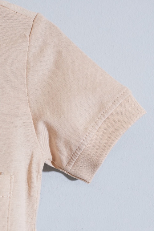 Krem Denizci Nakışlı Kısa Kol Tişörtlü Şortlu Erkek Bebek Takım 18909