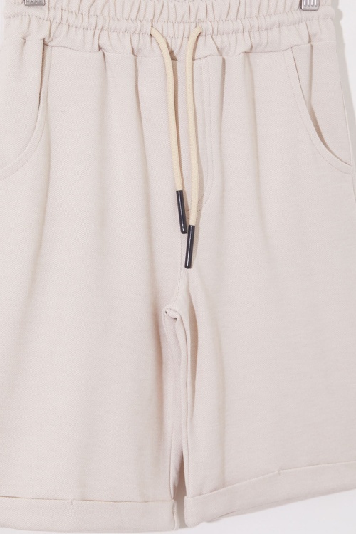 Krem Erkek Çocuk Beli Lastikli Basic Şort 18804