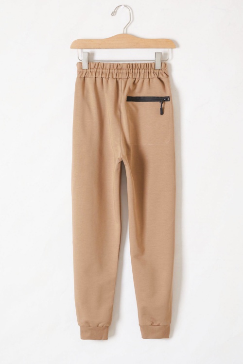 Krem Fermuar Cepli Kız Çocuk Okul Eşofman Altı 19198