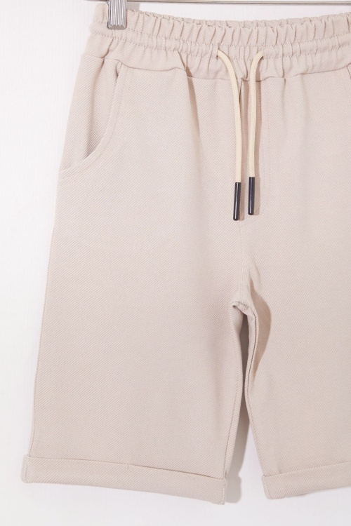 Krem Tek Kargo Cepli Erkek Çocuk Düz Şort 18807